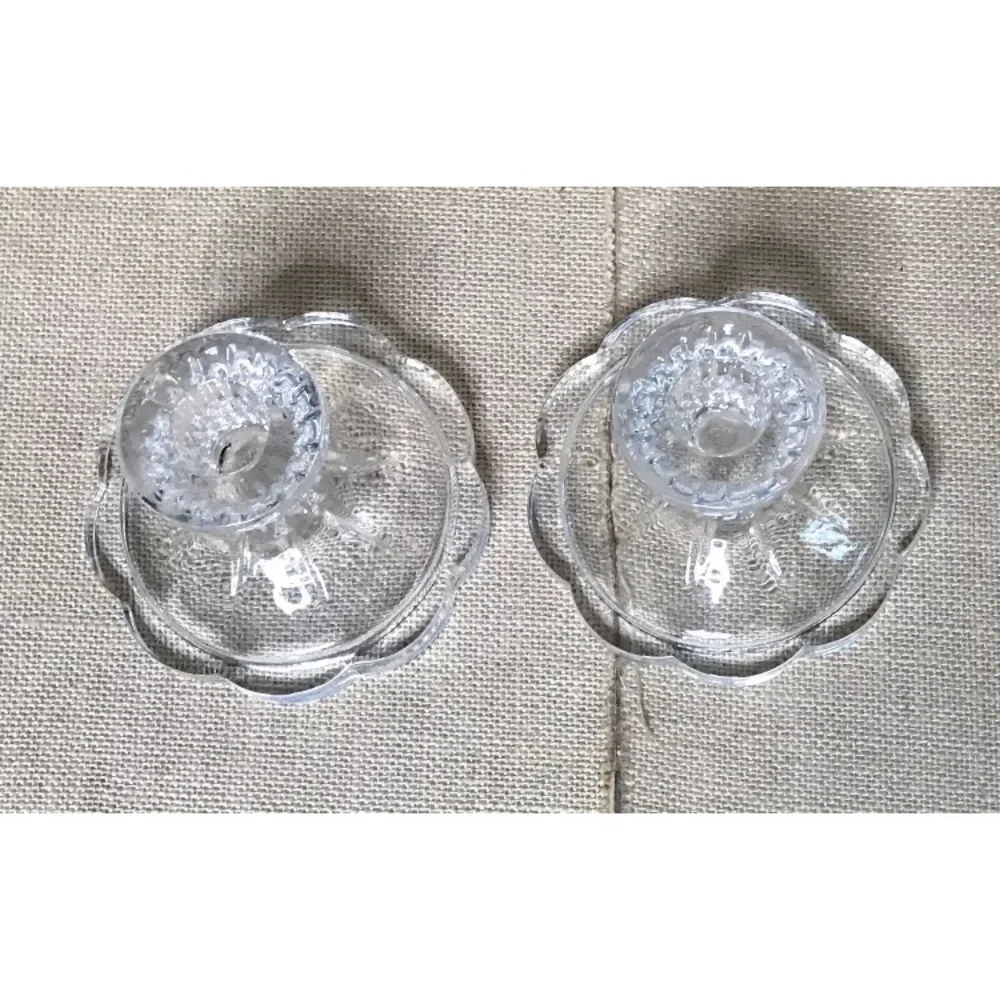 Vintage Zajecar Crystal Taper Candle Holder Set Scalloped Base Fairy Core - Picture 2 of 4